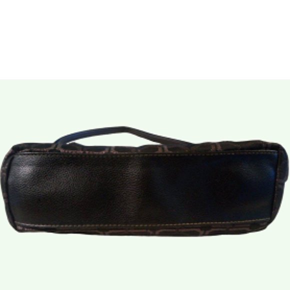 Women's Black Coach Purse w/ Gold Pattern Print Approximate 15in. X 9 in. - Picture 4 of 6